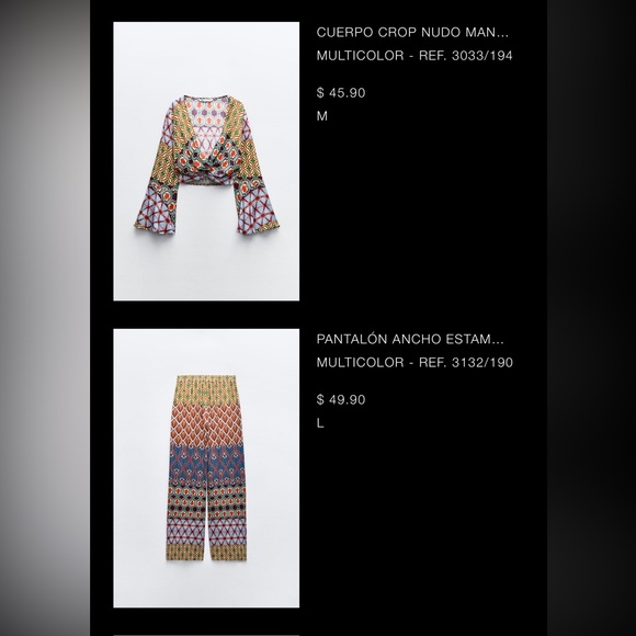 Zara two-piece patterned long sleeve top and pants set - Picture 2 of 4